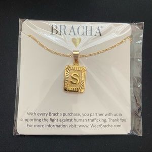 VICI Gold Bracha Initial Card Necklace - Letter “S”